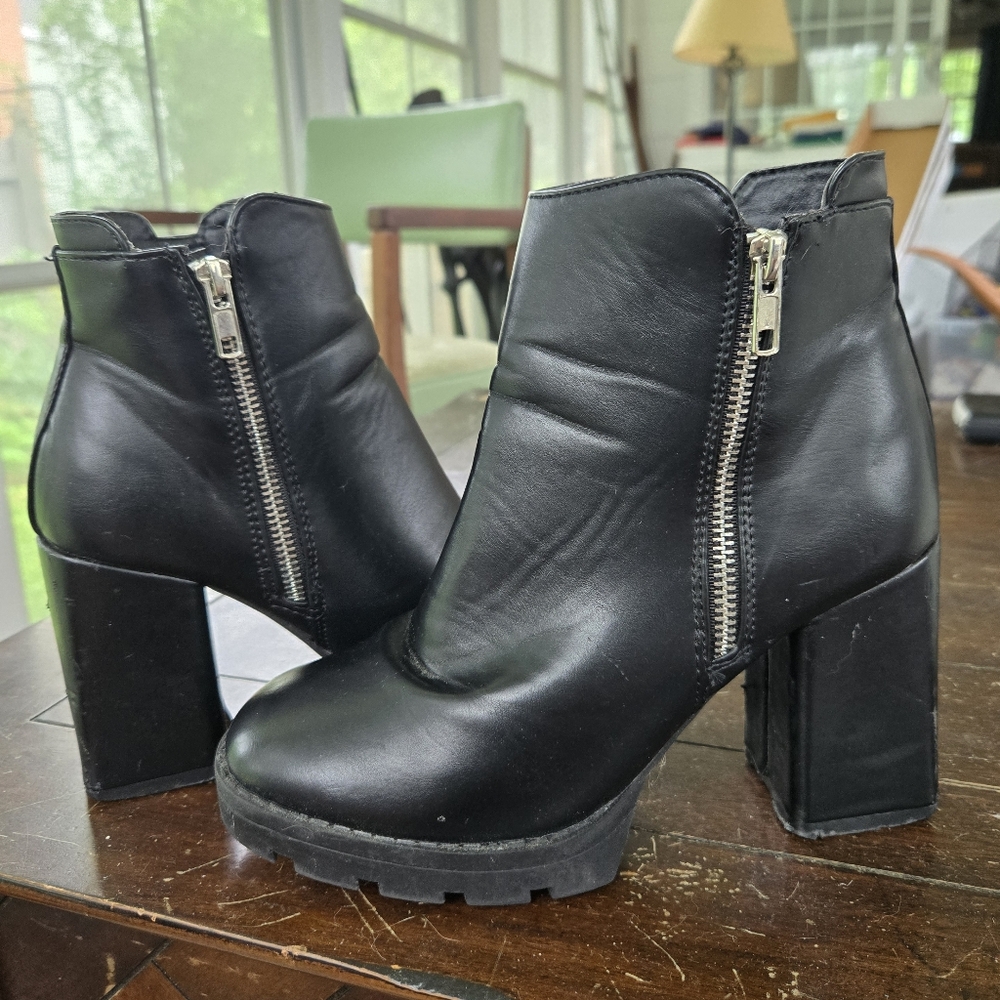 Black Ankle Boots with Zipper